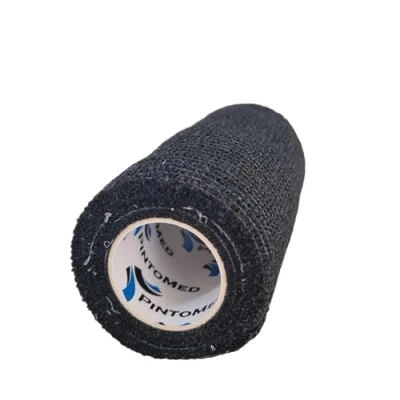 Immagine di PintoMed Bendaggio Coesivo 10 x NERO garza elastica rotoli cm 4,5 m autoadesiva flessibile bende, primo soccorso Wrap Cohesive Bandage Confezione da