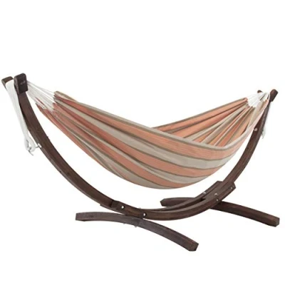 Immagine di Vivere C8SPSN CA Amaca Doppia Sunbrella con Supporto in massello di Pino Cameo, Solid Pine