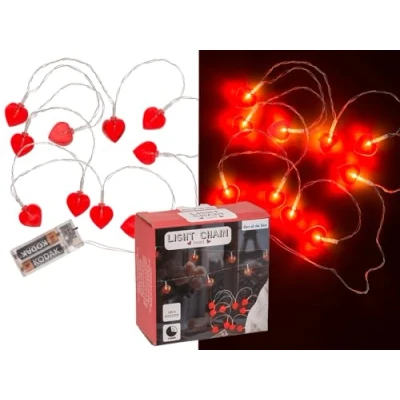 Immagine di Out of the blue Catena luminosa a forma di cuore con 10 LED, timer 6/18 ore, 165 cm, per 2 batterie mignon (AA) in scatola plastica