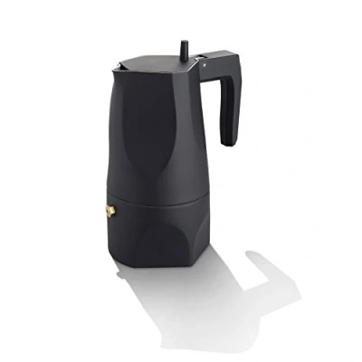 Immagine di Alessi Ossidiana MT18/3 B Caffettiera Espresso Design, in Fusione di Alluminio, 3 Tazze