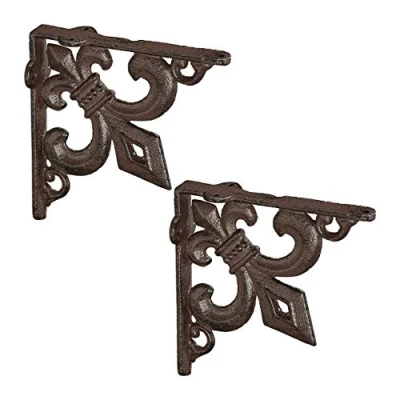 Immagine di relaxdays 2 x Regalhalterungen Staffe per Mensole, Set da Supporti dal Design Barocco, Reggimensola Angolari Scaffali, Vintage, Marrone, colata, pz