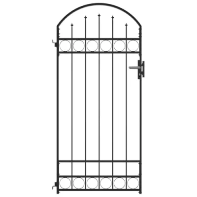 Immagine di vidaXL Cancello per Recinzione ad Arco Robusto Durevole Privacy con Pali Serratura e Chiavi Ingresso Pedonale in Acciaio 89x200 cm Nero