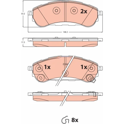 Immagine di TRW Kit pastiglie freno con segnalatore acustico usura accessori GDB2529
