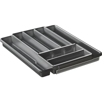 Immagine di Rotho Domino PortaPosate con 7 Scomparti, Plastica (PP) senza BPA, Grigio (Antracite), 39.7 x 34.1 5.1 cm