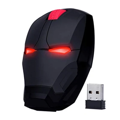 Immagine di ECOiNVA Mouse ottico wireless Iron Man 2.4G per computer desktop, laptop, PC, Mac (nero)