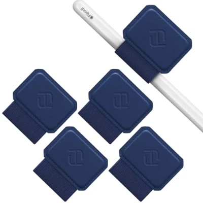Immagine di FINTIE 4 Pezzi Portapenne Autoadesivo Compatibile con Apple Pencil Pro, (USB C) &amp; 2a/1a Gen e Penna Stilo Elastico Pen Holder per Tablet, Notebooks, Calendario, Blu