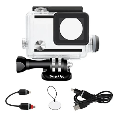 Immagine di Suptig Alloggiamento ricaricabile impermeabile per GoPro Hero 4 3+ Hero3 fotocamera sportiva esterna uso subacqueo Resistente all&#039;acqua fino a 40 m