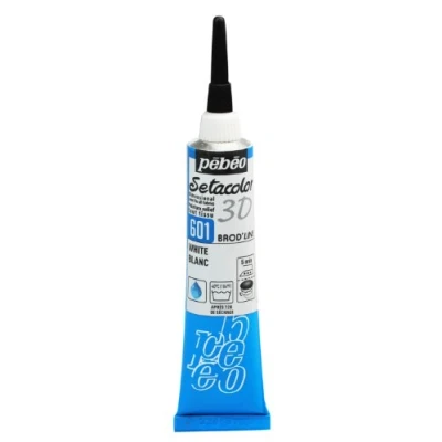 Immagine di Pittura tessuto Setacolor 3D Brod&#039;Line Bianco 20ml Pebeo