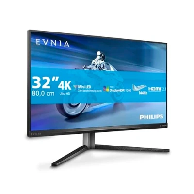 Immagine di Philips Evnia 32M2N6800M Monitor da gioco UHD 32 pollici, 144 Hz, 0,5 ms, FreeSync Premium Pro, HDR1000 (3840x2160, 2x HDMI 2.1, DisplayPort, USB Hub) grigio scuro