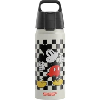 Immagine di Sigg Borraccia Bambini In Alluminio WMB ONE Disney Mickey Mouse Retro Perfetta Per Bevande Gassate Ermetica Leggera Senza BPA Certificata Climate Neutral Bianco 0,6L