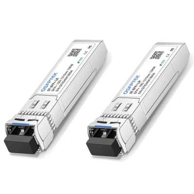 Immagine di QSFPTEK 2Pack 10GBASE LR 10G SFP+ modulo, 1310nm, 10km, DDM LC Mini GBIC ricetrasmettitore per Cisco SFP LR, Ubiquiti UF SM 10G, Mikrotik, Nas Switch