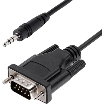 Immagine di StarTech.com Cavo Seriale DB9 a 3,5 mm da 1m RS232 9 pin 3,5mm M/M per la Configurazione di Dispositivi Seriali, Proiettori, Digital Signage e TV tramite Jack Audio (9M351M CABLE)