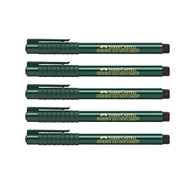 Immagine di FABER CASTELL 205003 Penna a sfera Finepen 151199, 0,4 mm, 5 pezzi, colore: Nero