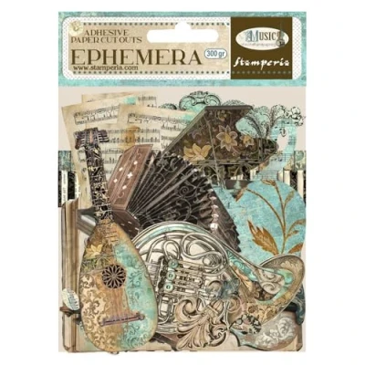 Immagine di Stamperia Ephemera per scrapbooking, albums, card making, bullet journalling and more adhesive paper, easy to apply, Perfect for Hobbies, Crafts Gifting (Music) (36pcs)