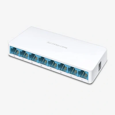 Immagine di Mercusys TP Link MS108 Switch Ethernet 8 Porte 10/100Mbps, Sdoppiatore Ethernet, per la Casa e l&#039;Ufficio, Plug Play, Montaggio Desktop, Contenitore di Plastica