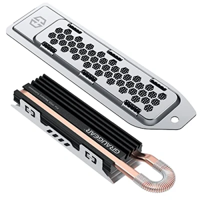 Immagine di Dissipatore di calore GRAUGEAR HeatPipe per SSD M.2 NVMe (2280), Playstation 5, PS5 Slim, l&#039;espansione memoria PS5, con coperchio antipolvere.