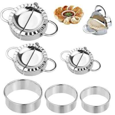 Immagine di Stampo per Ravioli Dumpling, 6 Pezzi Dumpling Maker in Acciaio Inox Forme Stampi Gnocchi Manuali, fare Panzerotti Pierogi