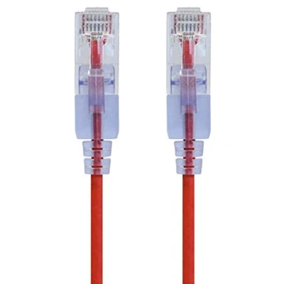 Immagine di Monoprice Cat6A Cavo patch UTP 30AWG 10G in puro rame nudo antigroviglio RJ45 serie SlimRun da 0,9 m, rosso, confezione 10
