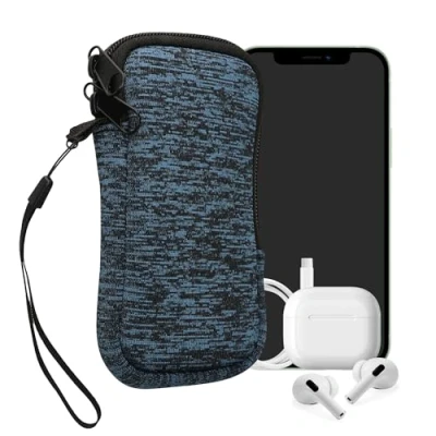 Immagine di kwmobile Custodia in Neoprene con Zip per Smartphone XS 3,5/4&quot; Astuccio Portacellulare a Sacchetto Cerniera Borsa deep ocean/nero