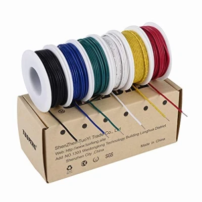 Immagine di TUOFENG 22 AWG, Kit di filo solido (6 bobine da 9 metri colore diverso) collegamento per ponticello calibro
