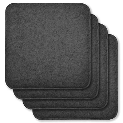Immagine di Rubberneck Set di 4 cuscini per seida in feltro antiscivolo, Quadrati, extra spessi, grigio chiaro