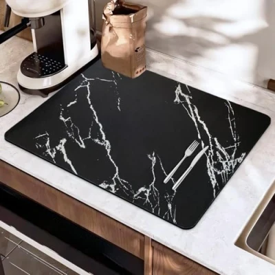 Immagine di SOQKEEN Tappetino Scolapiatti Assorbente, 60x40 cm Assorbente Cucina, Macchina Caffe, da Lavello, Self Drying Mat, Antiscivolo Cucina