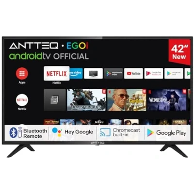 Immagine di Antteq AG42F3 TV 42 Pollici(106cm) Smart LED Official Voice Assistance,Bluetooth Triple Tuner(DVB C/S2/ T2), App Play Store(DAZN/Netflix/Prime Video),Wifi