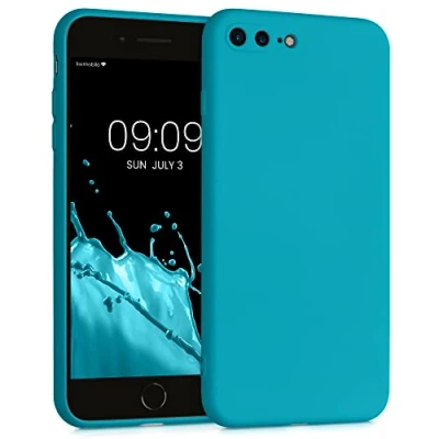 Immagine di kwmobile Custodia Compatibile con Apple iPhone 7 Plus/iPhone 8 Plus Cover Back Case per Smartphone in Silicone TPU Protezione Gommata celeste scuro