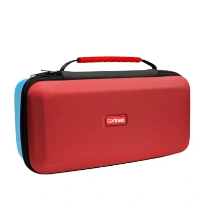 Immagine di GXTrust 1252RB Custodia XL Nintendo Switch 2, Cover Protettiva Anti Graffio con Design Antiurto, Manico, Porta Tasche per Accessori, 4 Joycon e 12 Giochi, Rosso/Blu