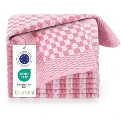 Immagine di Blumtal Set Strofinacci Cucina Cotone Canovacci 100% Stracci Elevata Assorbenza Certificati Oeko Tex Asciugamani 50x70cm 20 Pezzi Rosso