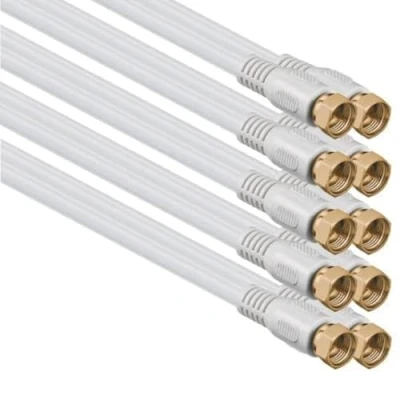 Immagine di 1aTTack.de Cavo per Antenna con connettore coassiale F da Maschio a Femmina, Doppia, Tripla o quadrupla schermatura, 75 Db /85 / 100 110 120 125 Bianco 1,5 m