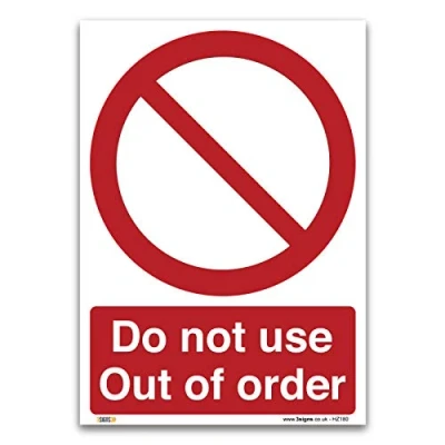 Immagine di Do not use, Out of order, A4 297 x 210 mm, autoadesivo in vinile, cartelli di sicurezza per divieto