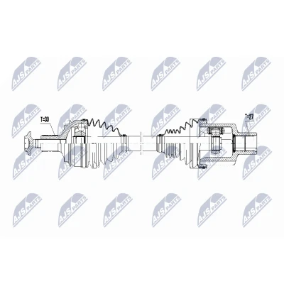 Immagine di NTY NPW ME 062 Albero motore / Semiasse Assale anteriore Sx 555 Trasmissione automatica MERCEDES BENZ: Classe C Cabrio, T modell