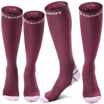 Immagine di CAMBIVO 2 Paia Calze Compressione Graduata Donna Uomo, 20 30mmHg a Elastiche, Gambaletti Compression Socks Circolazione Gambe