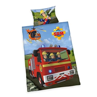 Immagine di Herding SAM IL POMPIERE Set di Biancheria da Letto Reversibile, Federa 40 x 60 cm, Copripiumino 100 135 Cotone/Renforcé