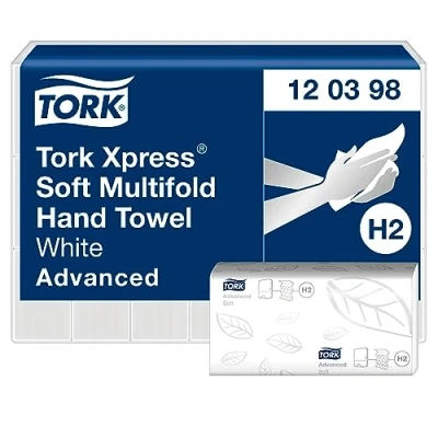 Immagine di Tork Xpress Soft Multifold Asciugamani Bianco H2, avanzato, 2 veli, piega a Z, assorbente, 21x180 asciugamani, 120398