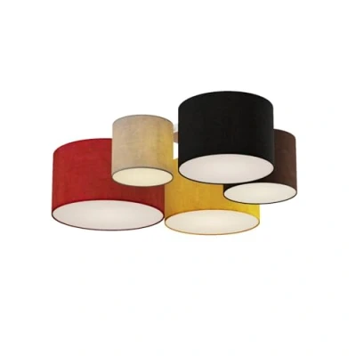 Immagine di plafoniera &#039;Laurenz&#039; dimmerabile (Moderno) colore Multicolore, in Tessuto ad es. Soggiorno &amp; Sala da pranzo (5 luci, E27) di Lindby tessuto, plafoniera, lampada