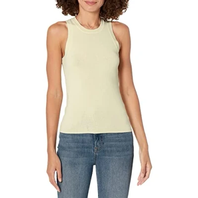 Immagine di The Drop Gina Canotta Aderente Smanicata a Maglia con Collo Alto da Donna, Giallo Pallido, XXL