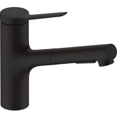Immagine di hansgrohe 74820670 Miscelatore Cucina monocomando, Nero Opaco, spout height 150mm / 2 sprays