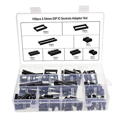 Immagine di WiMas 100 pz 2,54 millimetri passo doppia fila DIP IC Socket saldatore tipo Set adattatore 6,8,14,16,18,24,28,40 Pin