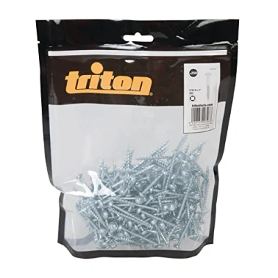 Immagine di Triton 609720 Viti a foro tascabile zincate con testa disco e filettatura grossa, 8 x 2 pollici, confezione da 250 pezzi, colore: Argento
