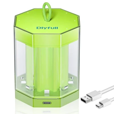 Immagine di Dlyfull caricatore batterie AAA AA, 8 scomparti per NI MH/NI CD Mignon AA e Micro con display LED, 5 V/2 A USB C rapido ricaricabili (verde)