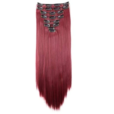 Immagine di CAISHA XXL 50cm 8 Parti Set Clip In Extension Per Capelli Lisci Rosso CES112