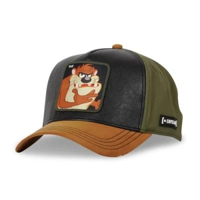 Immagine di Capslab Taz Looney Tunes Ecopelle Nero Marrone Verde Berretto Regolabile con Snapback