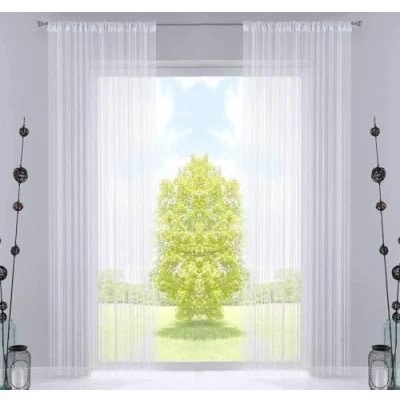 Immagine di Gardinenbox 2er Set Fadengardinen con Passante per Tunnel e Nastro Arricciato, Adatto aste binari Tende. Divisorio Fadenstores 20303CN2, 100% Poliestere, Bianco, HxB 250x140 cm