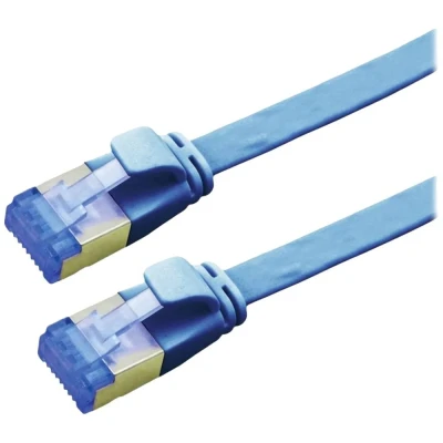 Immagine di Value 21.99.2152 RJ45 cavo di rete, patch CAT 6A F/UTP 2.00 m Blu Schermato, piatto, contatti connettore dorati 1 pz.