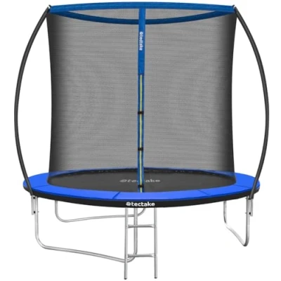 Immagine di tectake® Trampolino Elastico con Rete di Sicurezza, Tappeto Resistente agli Strappi, Struttura in Acciaio Gambe a W, per Bambini e Adulti, Ideale Gioco Fitness Ø 244 cm