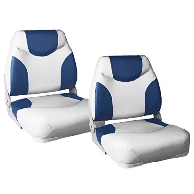 Immagine di 2X Sedile Barca &#039;Exclusive Line&#039; (Blu Bianco) di Similpelle Impermeabile/Sedile timone/Impermeabile/Imbottito/Sedile Pescatore/persistente ad UV