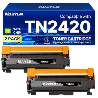 Immagine di KUPYLM TN2420 TN 2420 Toner Compatibili per Brother MFC L2710DW L2710DN HL L2310D L2350DW L2750DW DCP L2510D L2375DW L2730DW L2530DW L2550DN (2 Nero)