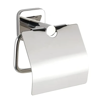 Immagine di WENKO portarotolo di carta igienica Mezzano, il con coperchio protezione tiene la a portata mano, in acciaio inox lucido, resistente contro ruggine, 15x13x7cm